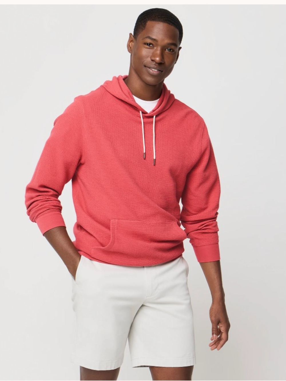 J. Crew Factory Waffle-Knit Hoodie - Old Red